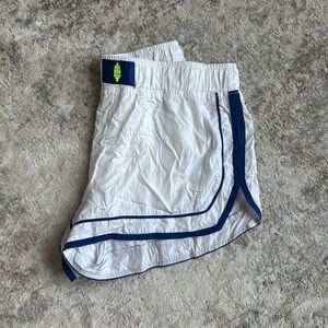 Free People Movement- Varsity Blues Shorts, white with blue trim, size medium